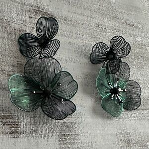 Floral Forest Green Earrings